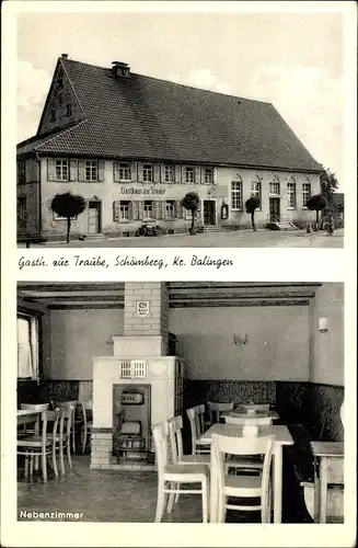 Ak Schömberg bei Balingen Zollernalbkreis, Gasthaus zur Traube, Nebenzimmer, Kamin