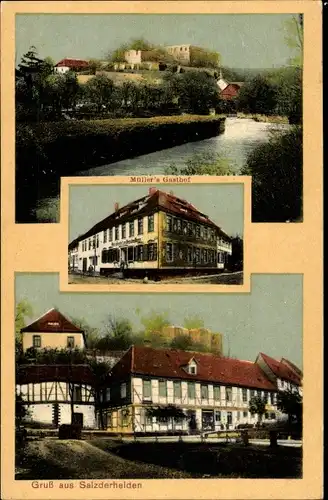 Ak Salzderhelden Einbeck in Niedersachsen, Teilansicht, Müllers Gasthof