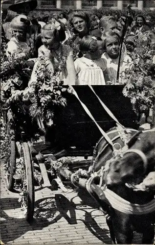 Ak Prinzessinnen, Beatrix, Irene, Margriet, Ponywagen