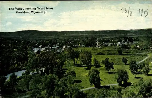 Ak Sheridan Wyoming USA, Das Tal mit Blick nach Westen