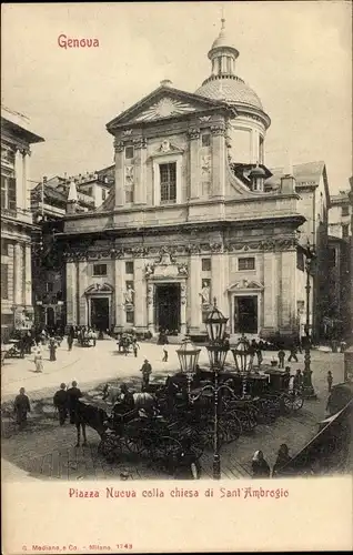 Ak Genova Genua Liguria, Piazza Nuova, Chiesa di Sant Ambrogio