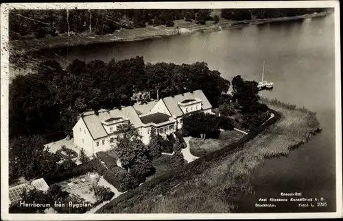 Ak Söderköping Schweden, Luftbild vom Herrenhaus