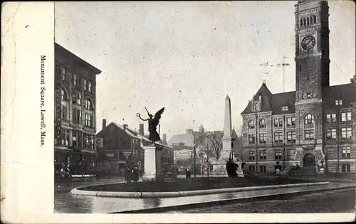 Ak Lowell Massachusetts USA, Monument Square