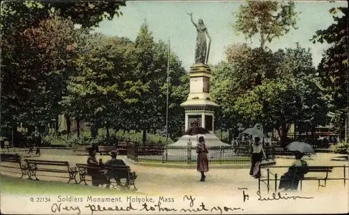 Ak Holyoke Massachusetts USA, Soldatendenkmal
