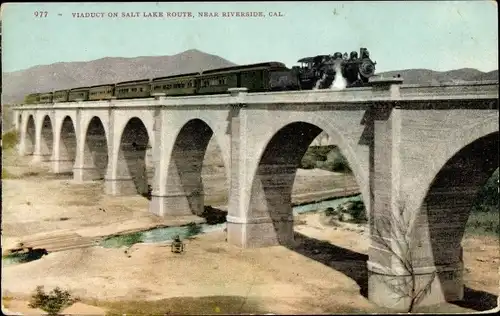 Ak Riverside County Kalifornien USA, Viadukt auf der Salt Lake Route
