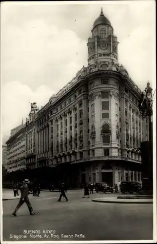 Ak Buenos Aires, Argentinien, Diagonal Norte, Avenida Roq. Saenz Pena