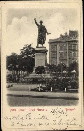 Ak Budapest Ungarn, Petöfi-Monument