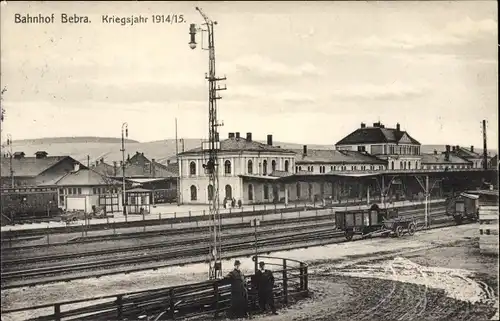 Ak Bebra an der Fulda in Hessen, Ansicht vom Bahnhof, Gleisseite, Kriegsjahr 1914/15