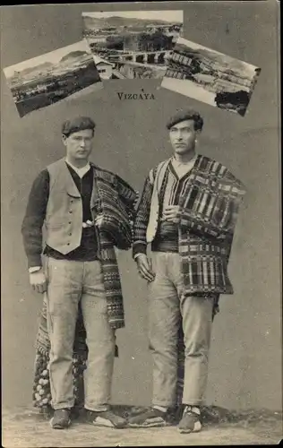 Ak Vizcaya Baskenland, Volkstrachten, Brücke