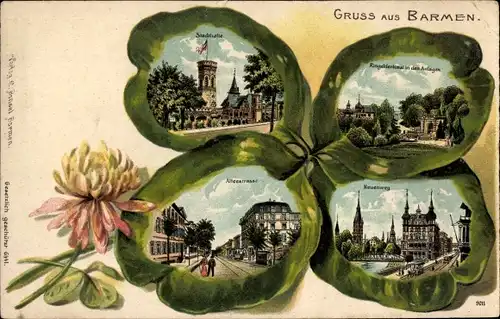 Kleeblatt Litho Barmen Wuppertal, Stadthalle, Alleestraße, Neuenweg, Anlagen