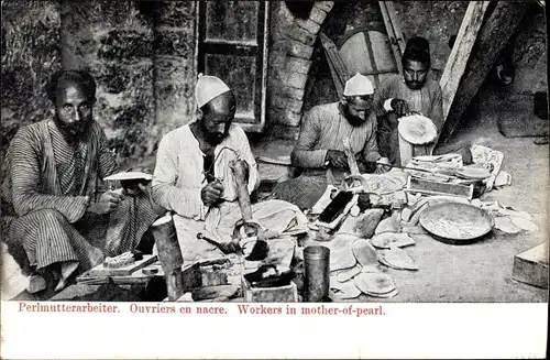 Ak Vorderasien, Naher Osten, Orient, Perlmutterarbeiter, Kunsthandwerker