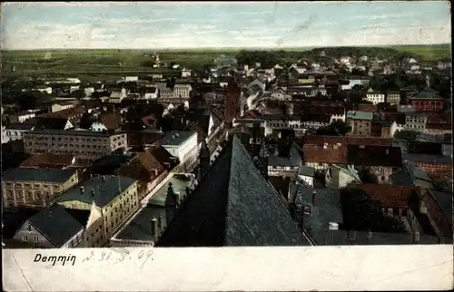 Ak Demmin in Vorpommern, Vogelschau auf die Stadt