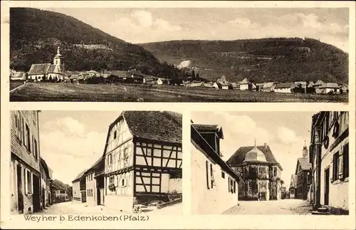 Ak Weyher in der Pfalz, Gesamtansicht, Straßenpartie