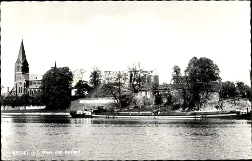 Ak Kessel Limburg Niederlande, Maas met Kasteel