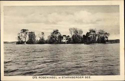 Ak Feldafing am Starnberger See Oberbayern, Roseninsel