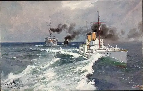 Künstler Ak Bohrdt, Hans, Deutsches Kriegsschiff, SMS Sleipner, Torpedoboot, Kaiserliche Marine