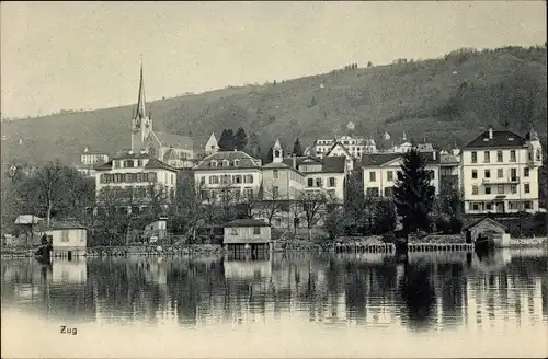 Ak Zug Stadt Schweiz, Stadt vom Wasser aus gesehen