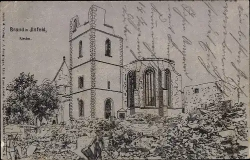 Ak Ilsfeld in Württemberg, Ruine der Kirche nach Brand 1904