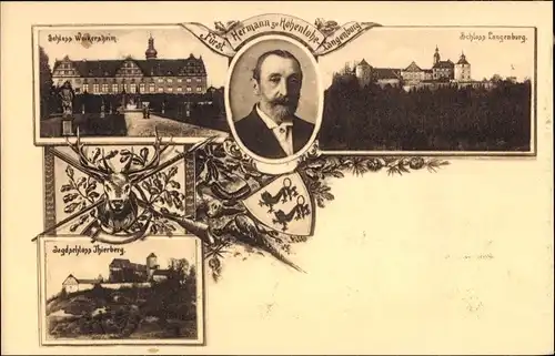 Ak Fürst Hermann zu Hohenlohe Langenburg, Schloss Weikersheim, Jagdschloss Thierberg