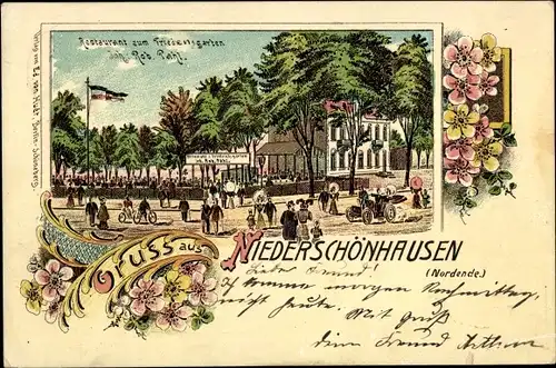 Litho Berlin Pankow Niederschönhausen Nordende, Restaurant zum Friedensgarten