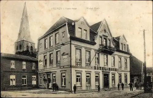 Ak Freren Niedersachsen, Hotel Roth, Außenansicht, Kirchturm