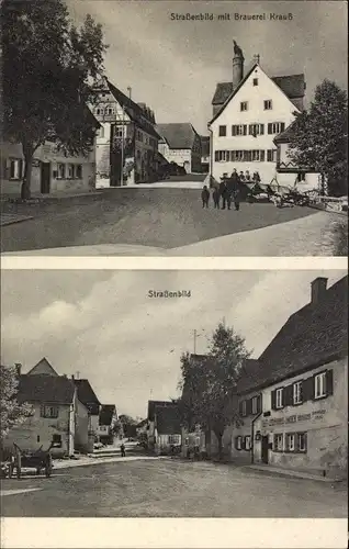 Ak Riedbach Obersontheim in Württemberg, Brauerei Krauß, Straßenpartie