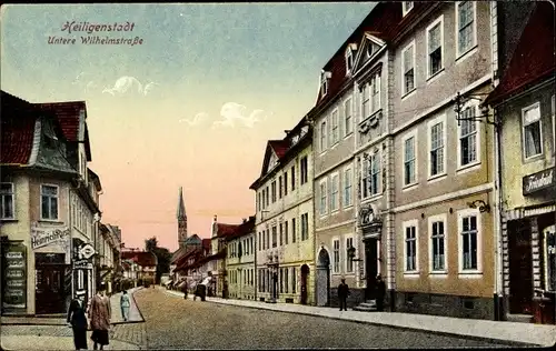 Ak Heilbad Heiligenstadt Eichsfeld Thüringen, untere Wilhelmstraße, Lokal Heinrich Rust, Kirche