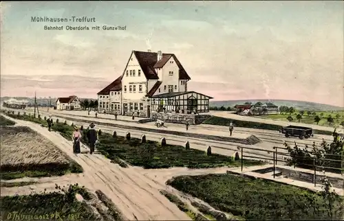 Ak Oberdorla in Thüringen, Bahnhof, Gunzelhof