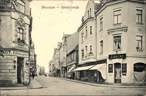 Ak Meuselwitz in Thüringen, Bahnhofstraße, Zigarren-Geschäft