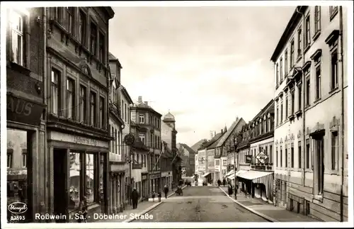 Ak Roßwein in Sachsen, Döbelner Straße, Geschäfte