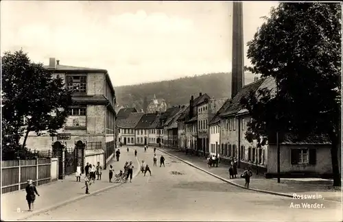 Ak Roßwein in Sachsen, Werder, Passanten, Kinder