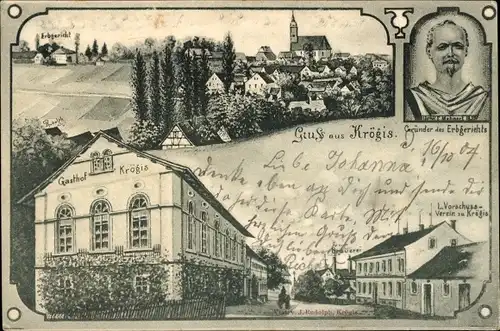 Ak Krögis in Sachsen, Gasthof, Gründer des Erbgerichts, Vorschuss-Verein