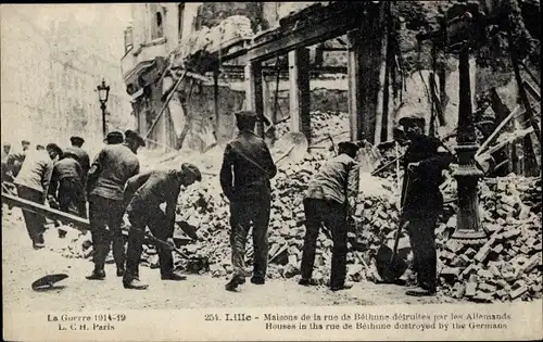 Ak Lille Nord, Häuser in der Rue de Bethune von den Deutschen zerstört