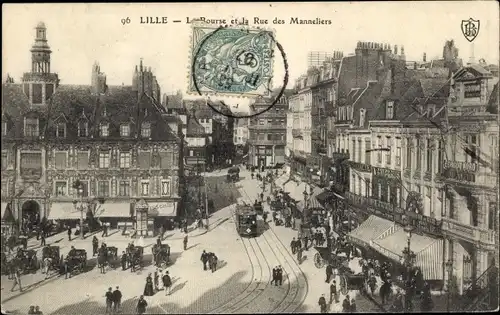 Ak Lille Nord, La Bourse, Rue des Manneliers