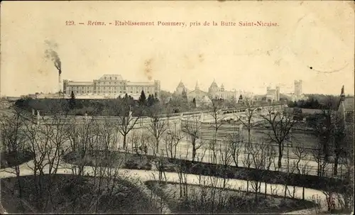 Ak Reims Marne, Etablissement Pommery, pris de la Butte Saint-Nicaise