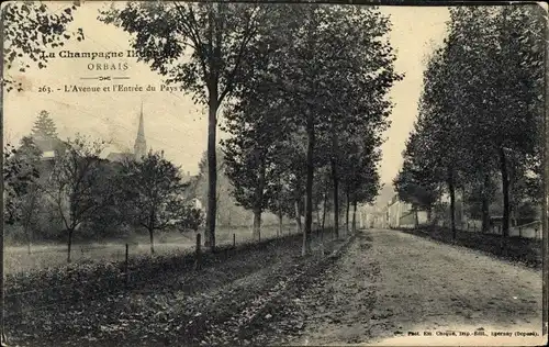 Ak Orbais l'Abbaye Marne, L'Avenue et l'Entree du Pays