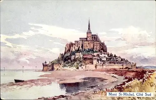 Künstler Ak Le Mont Saint Michel Manche, Cote Sud
