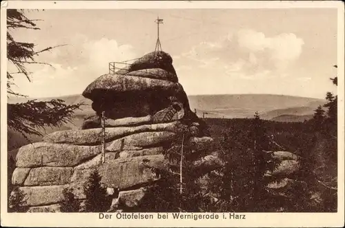 Ak Wernigerode im Harz, Ottofelsen