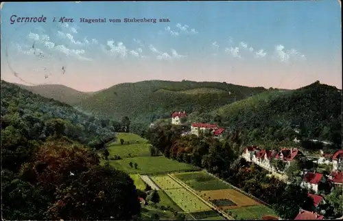 Ak Gernrode Quedlinburg im Harz, Hagental vom Stubenberg