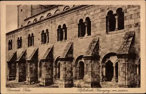 Ak Gernrode Quedlinburg im Harz, Stiftskirche, Kreuzgang von außen