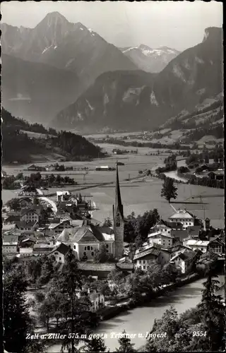 Ak Zell am Ziller in Tirol, Blick auf den Ort gegen Tristner und Ingent