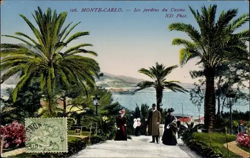 Ak Monte Carlo Monaco, Les Jardins du Casino, Parkanlage, Palmen