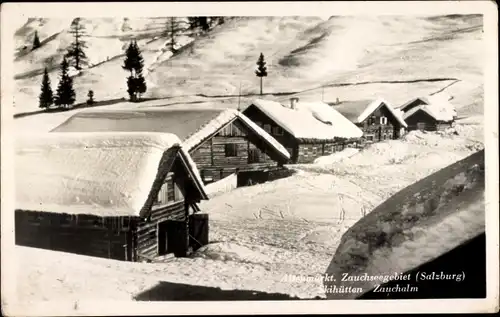 Ak Salzburg, Zauchenseegebiet, Skihütten im Winter