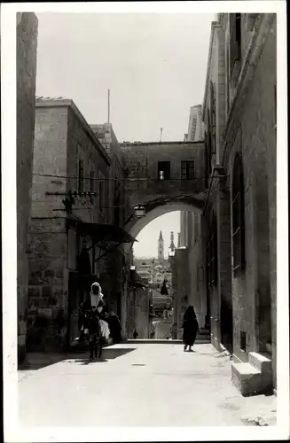 Ak Jerusalem Israel, Ecce Homo Arch, Straßenpartie