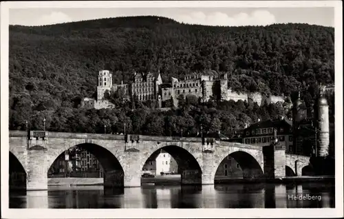 Ak Heidelberg am Neckar, Neckarbrücke, Schloss
