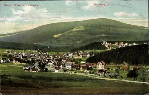 Ak Braunlage im Oberharz, Panorama, Wurmberg