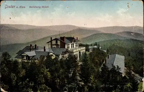 Ak Goslar am Harz, Steinberg Hotel mit Panorama, Wälder