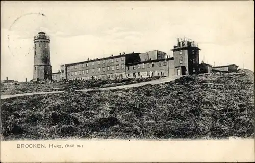 Ak Brocken Nationalpark Harz, Brockenturm, Brockenhotel