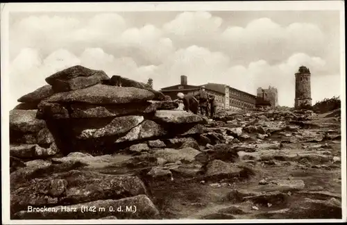 Ak Brocken Nationalpark Harz, Brockenturm, Brockenhotel