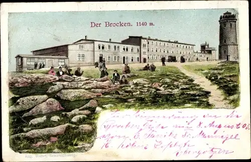 Ak Brocken Nationalpark Harz, Brockenhotel, Turm